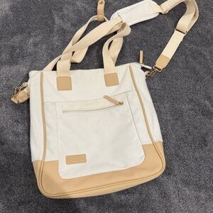Stylish White and Tan Purse/ Crossbag